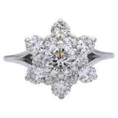 Vintage White Gold 1.52tcw H Si Diamond Ring