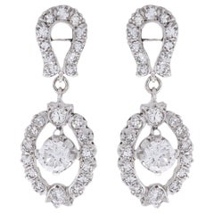 earrings for black long gown Vintage White Gold 1.62 Carat Round Diamond Dangle Earrings