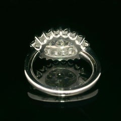 Vintage White Gold 1ctw Round Diamond Sideways Marquise Shape Navette Ring