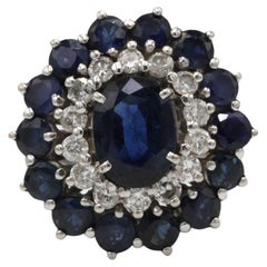 Vintage White Gold, 2 carat Sapphire and Diamond Cluster Ring Vintage White Gold, 2 carat Sapphire and Diamond Cluster Ring