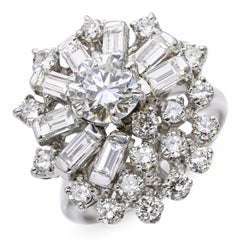Vintage White Gold 2.57tcw Diamond Cluster Statement Ring