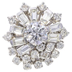 Vintage White Gold 2.57tcw Diamond Cluster Statement Ring
