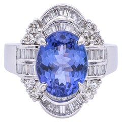 Vintage Weißgold 2,8ct Tansanit und Diamant Cocktail Ring