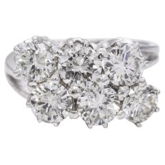 Vintage White Gold 2.9 tcw Diamond Cluster Ring