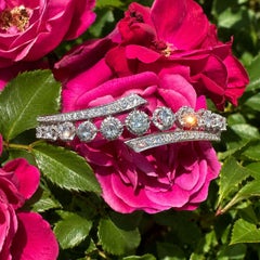 Vintage White Gold 5.7ctw Old Diamond Bypass Style Bangle Like Link Bracelet