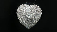 Vintage White Gold 7ctw Fiery Brilliant Pave Diamond Heart Brooch Pin Pendant