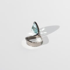 Bague vintage en or blanc et aigue-marine par Rey Urban faite en 1973