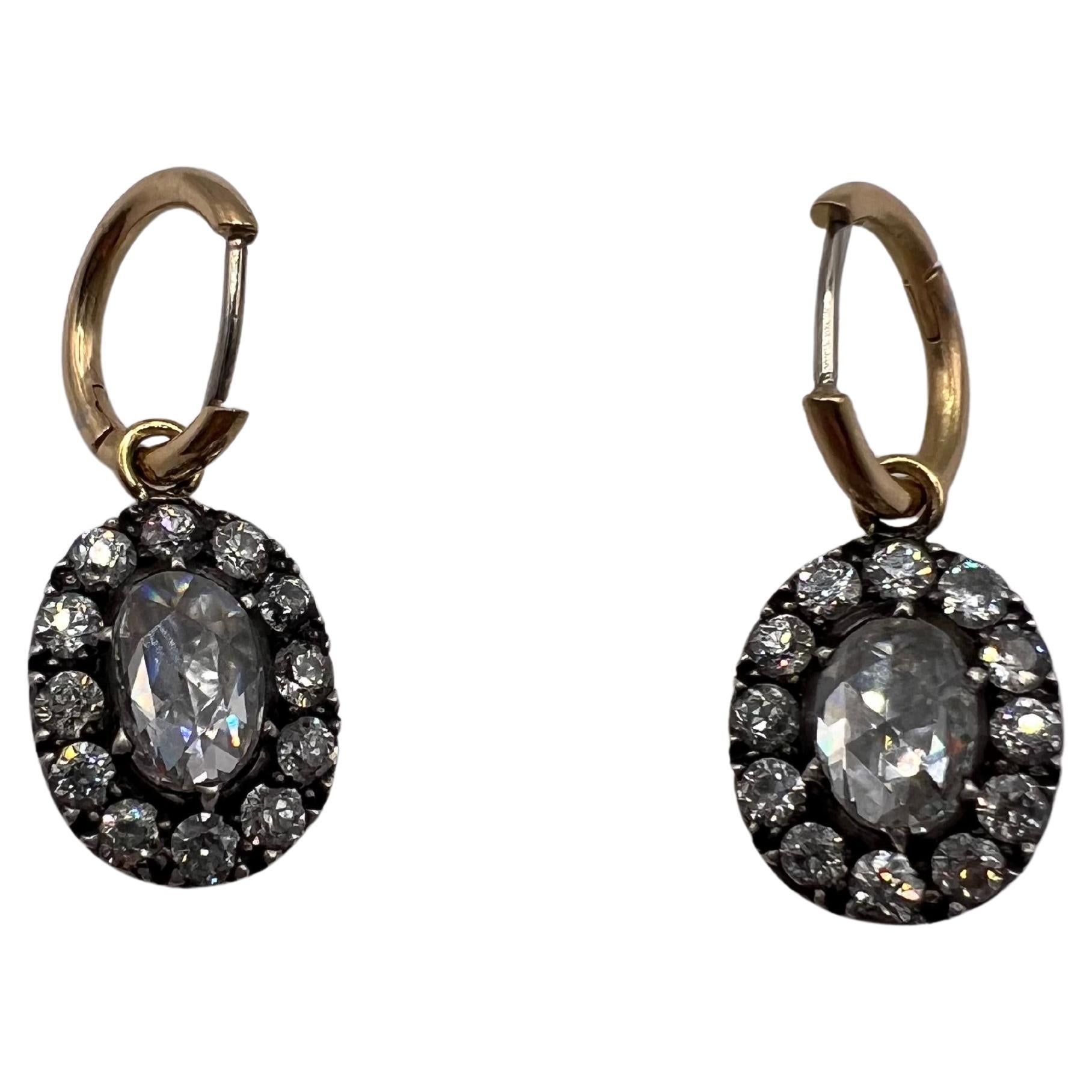 Pendientes vintage de oro blanco y diamantes