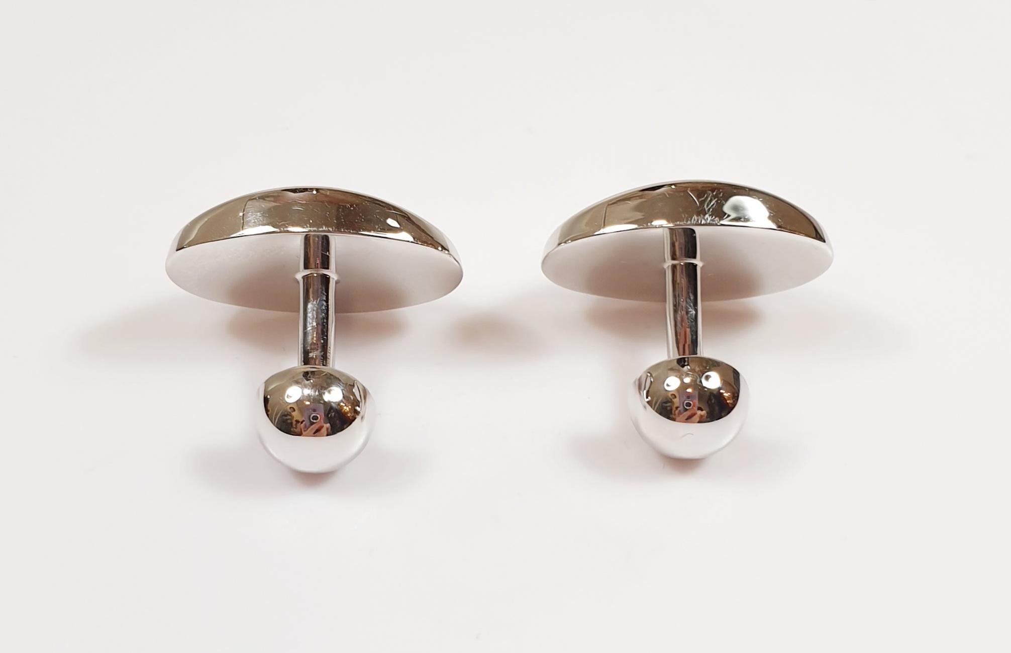 Vintage White Gold and Matt White Gold Cufflinks In Excellent Condition For Sale In Bilbao, ES