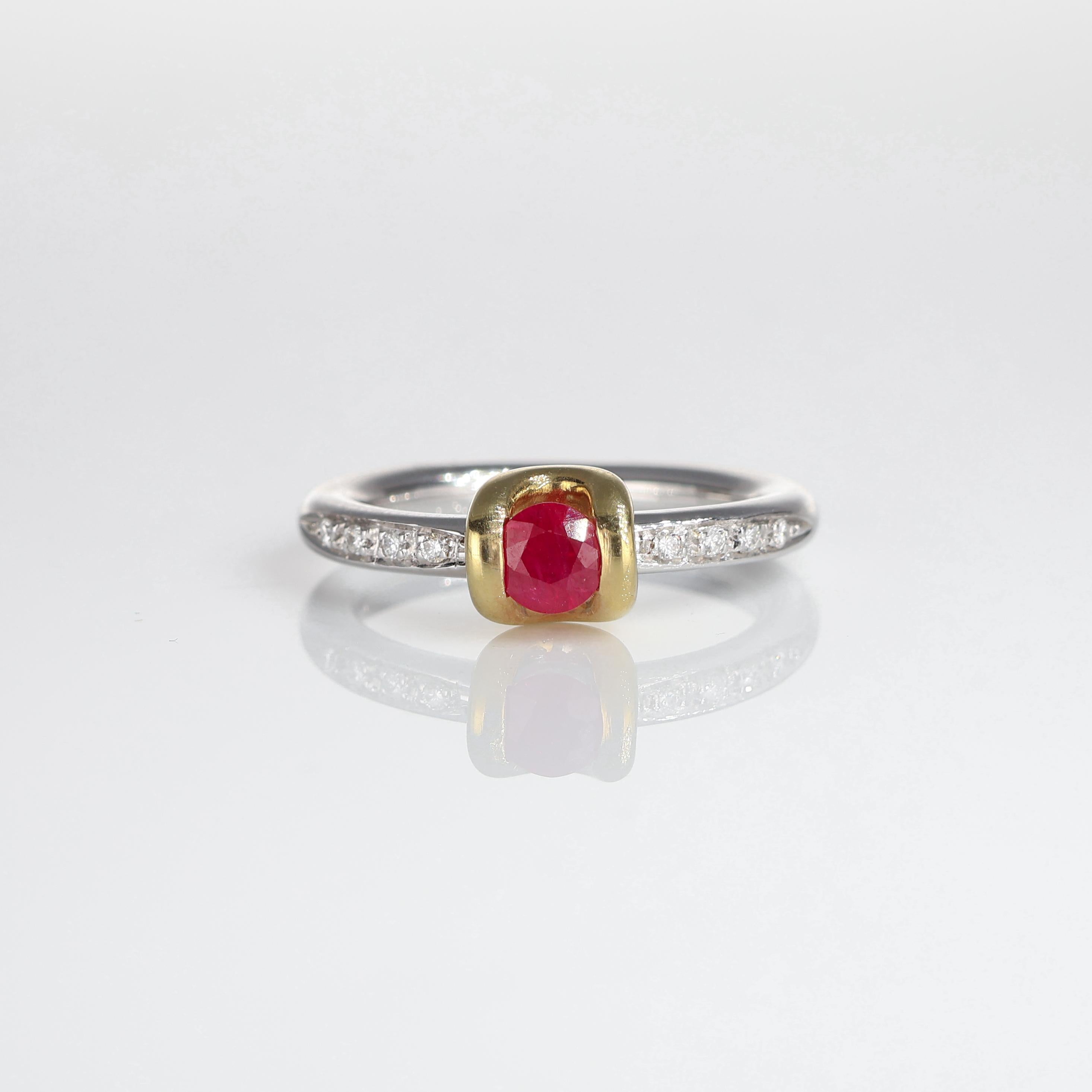 IMPORTANT NOTE:
✔ No additional costs will be added to this order.
✔ Shipping and customs duties are fully covered by us.
--------------------
This stunning ring is crafted in 18 kt white gold with an 18 kt yellow gold bezel setting, highlighting a
