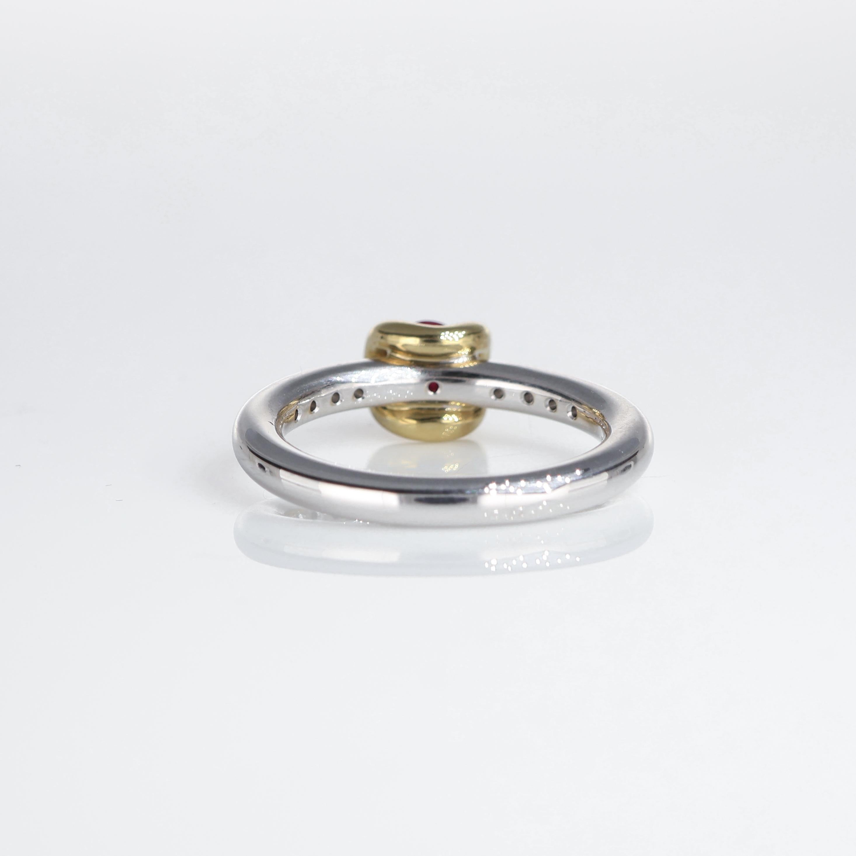 Women's or Men's Vintage White Gold and Yellow Gold Ruby Ring 0.36 carat For Sale