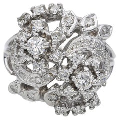 Vintage White Gold Diamond Floral Cluster Ring