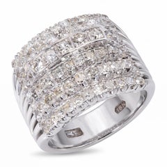 Vintage White Gold Diamond Geometric Dome Cocktail Ring