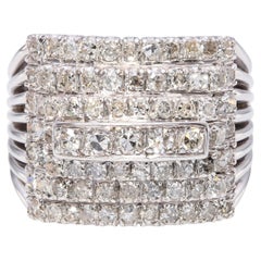 Vintage White Gold Diamond Geometric Dome Cocktail Ring