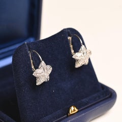 Vintage Weißgold-Ohrringe. Diamant-Akzent Seestern Tropfen Ohrringe 14k Gold Bead