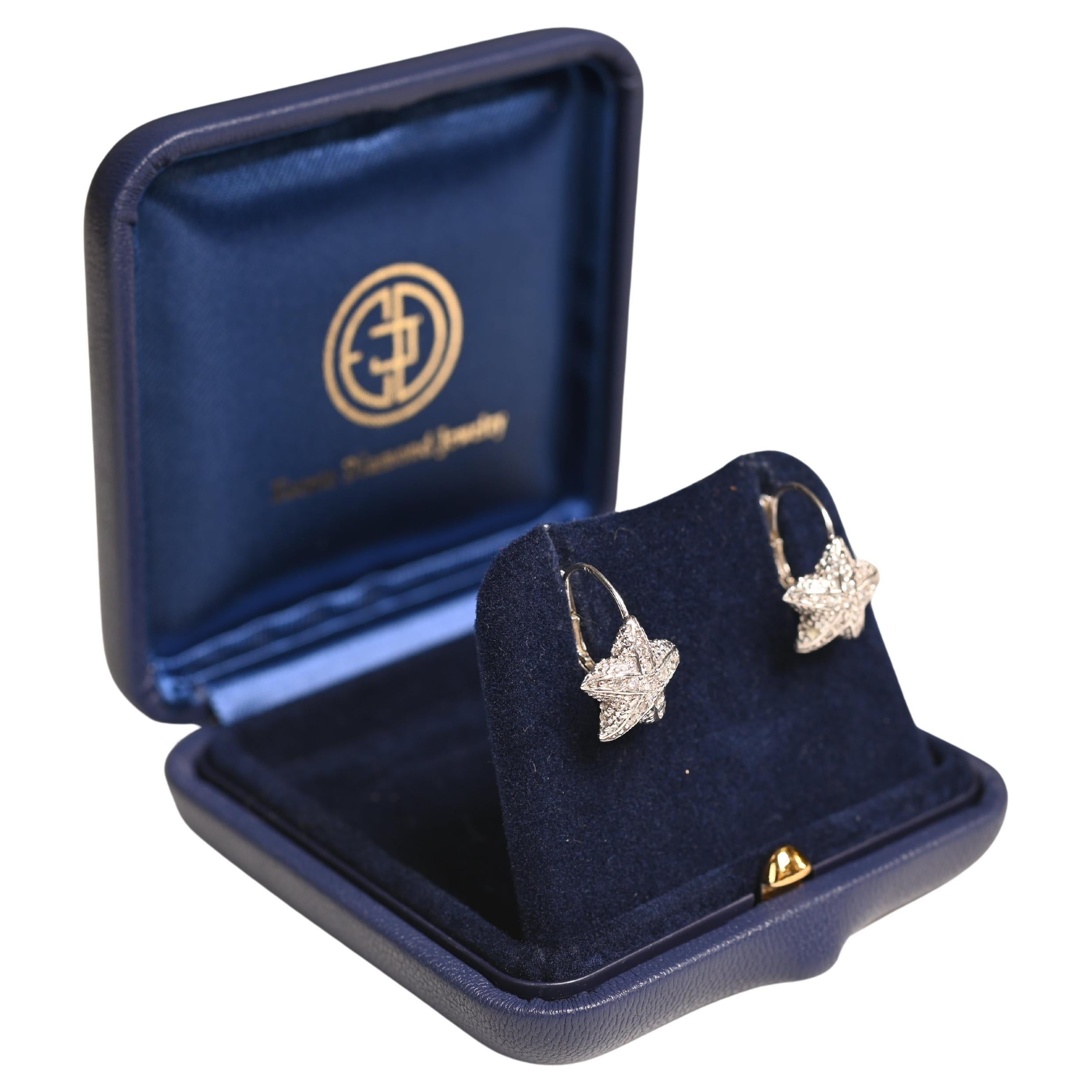 Vintage Weißgold Diamant-Seestern-Ohrringe (ca. 3,10 Karat), Weißgold im Angebot