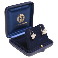 Orecchini a stella in oro bianco vintage con diamanti (circa 3,10 carati), oro bianco