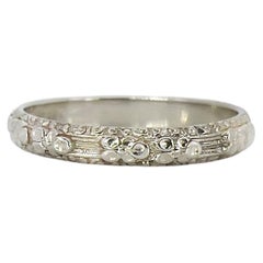 Vintage White Gold Floral Band, L’Amour, Size 5.25