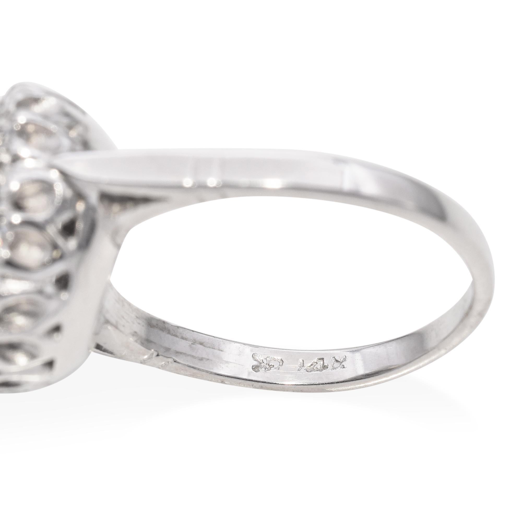 Vintage Weißgold Old European Cut Diamant Halo Ring 1