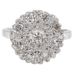 Vintage Weißgold Old European Cut Diamant Halo Ring