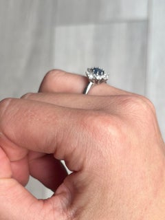 Vintage White Gold Sapphire and Diamond Cluster Ring