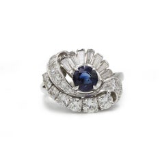 Vintage White Gold Sapphire and Diamond Cocktail Ring