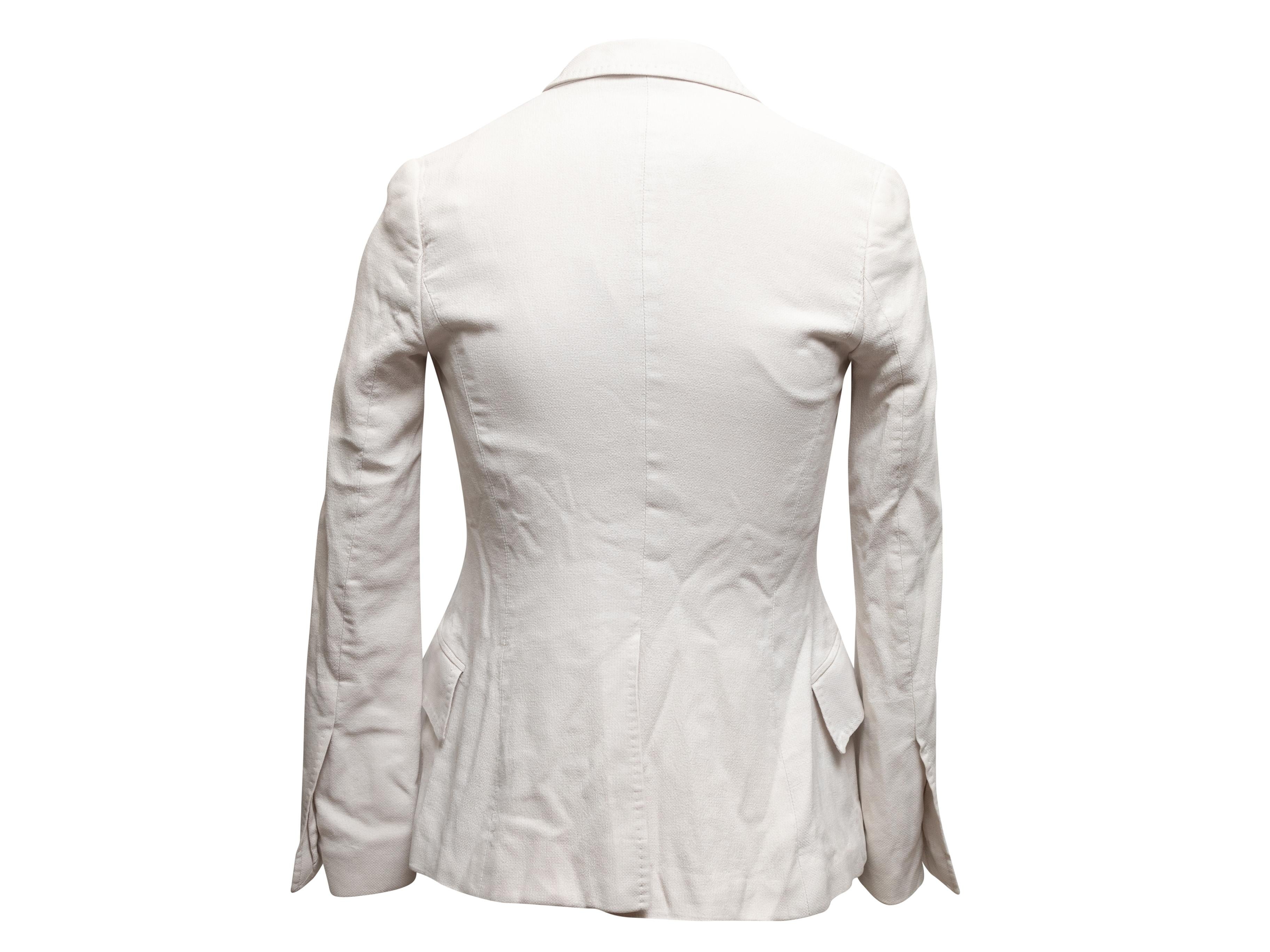 Gray Vintage White Gucci 2002 Tom Ford Era Silk Blazer Size IT 40