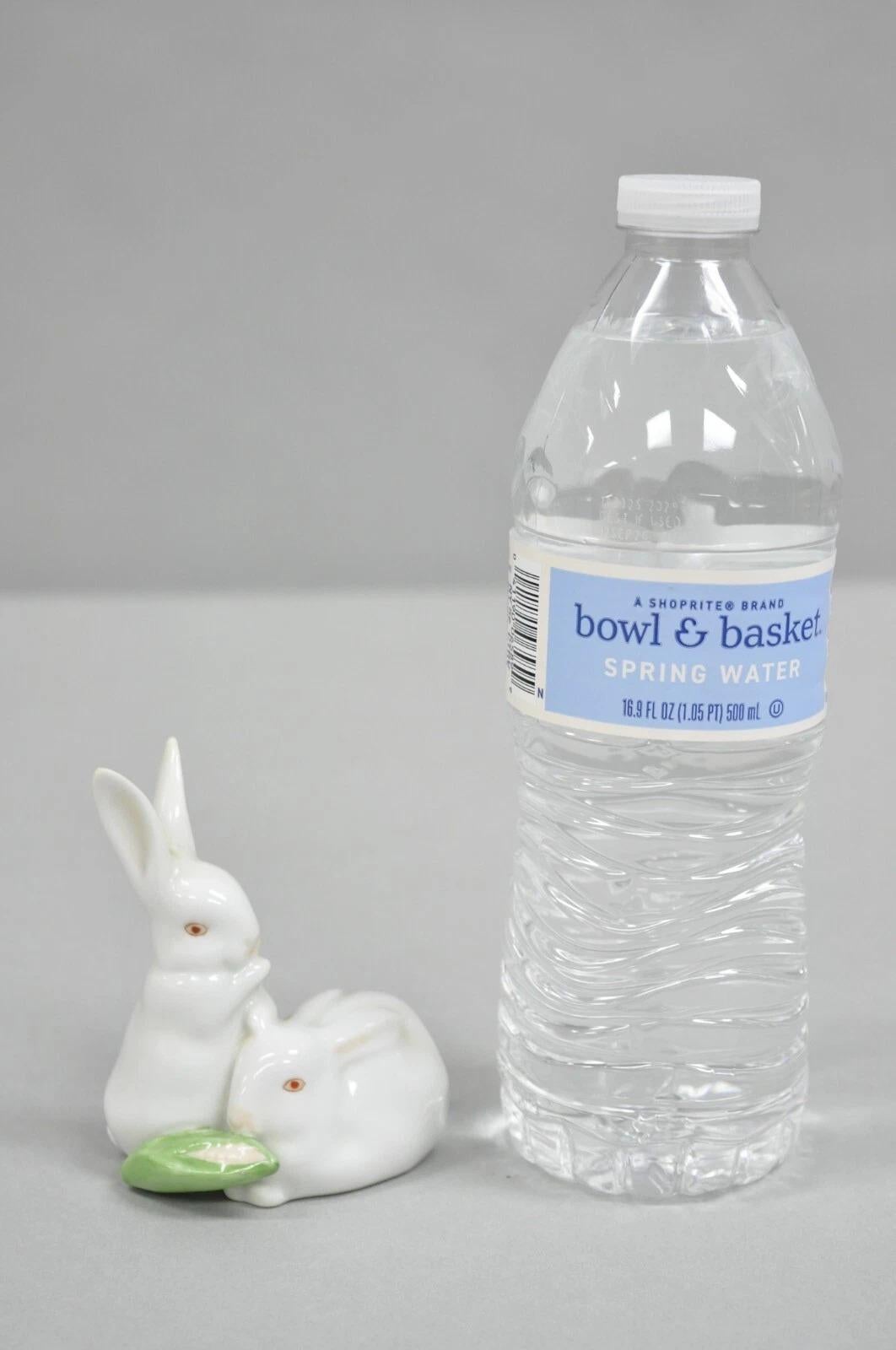 Vintage White Herend Porcelain 5326 Bunny Rabbits Eating Corn Figurine. Circa Mid 20th Century. Measurements: 3.5