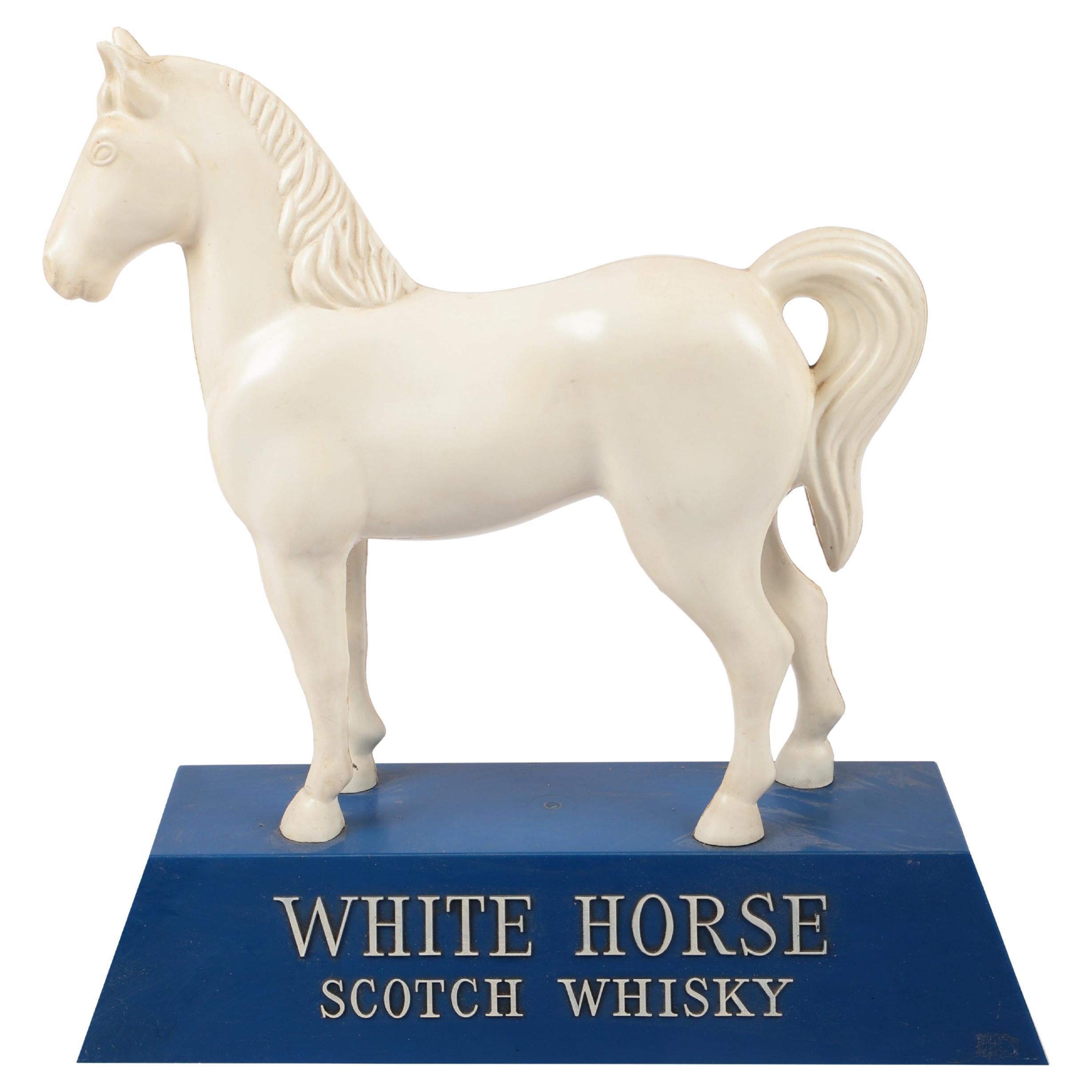 Vintage White Horse Whisky Statue Scotch Pub Advertising Bar For Sale