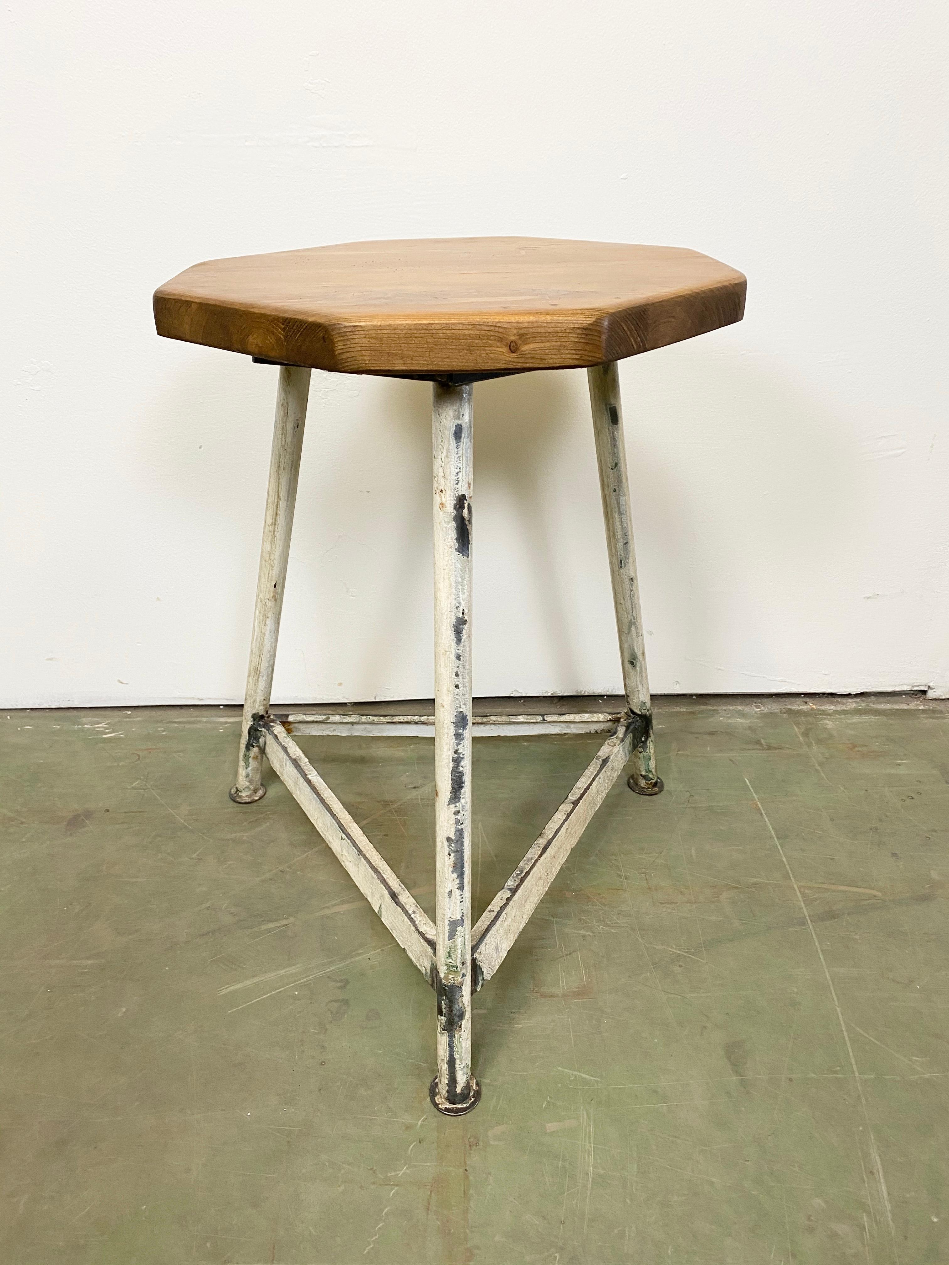 Vintage White Industrial Factory Stool, 1960s 3