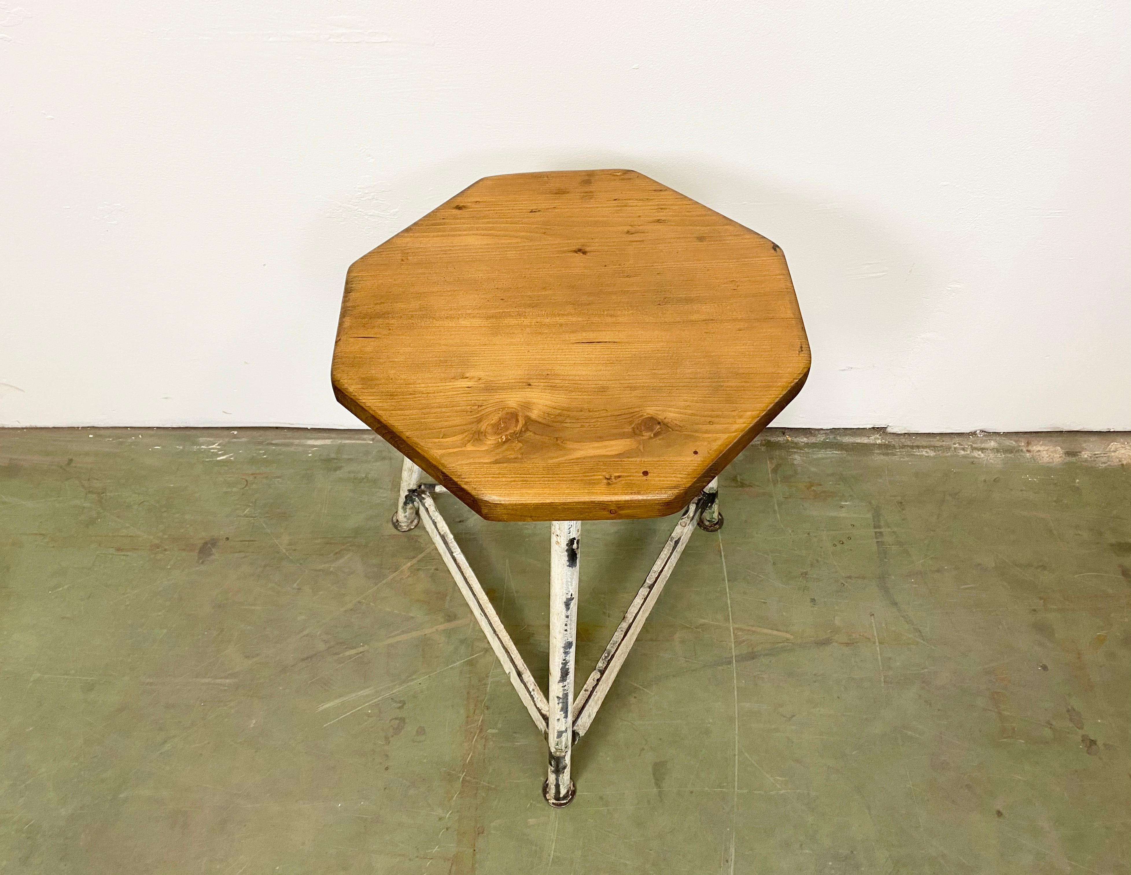 white industrial stool
