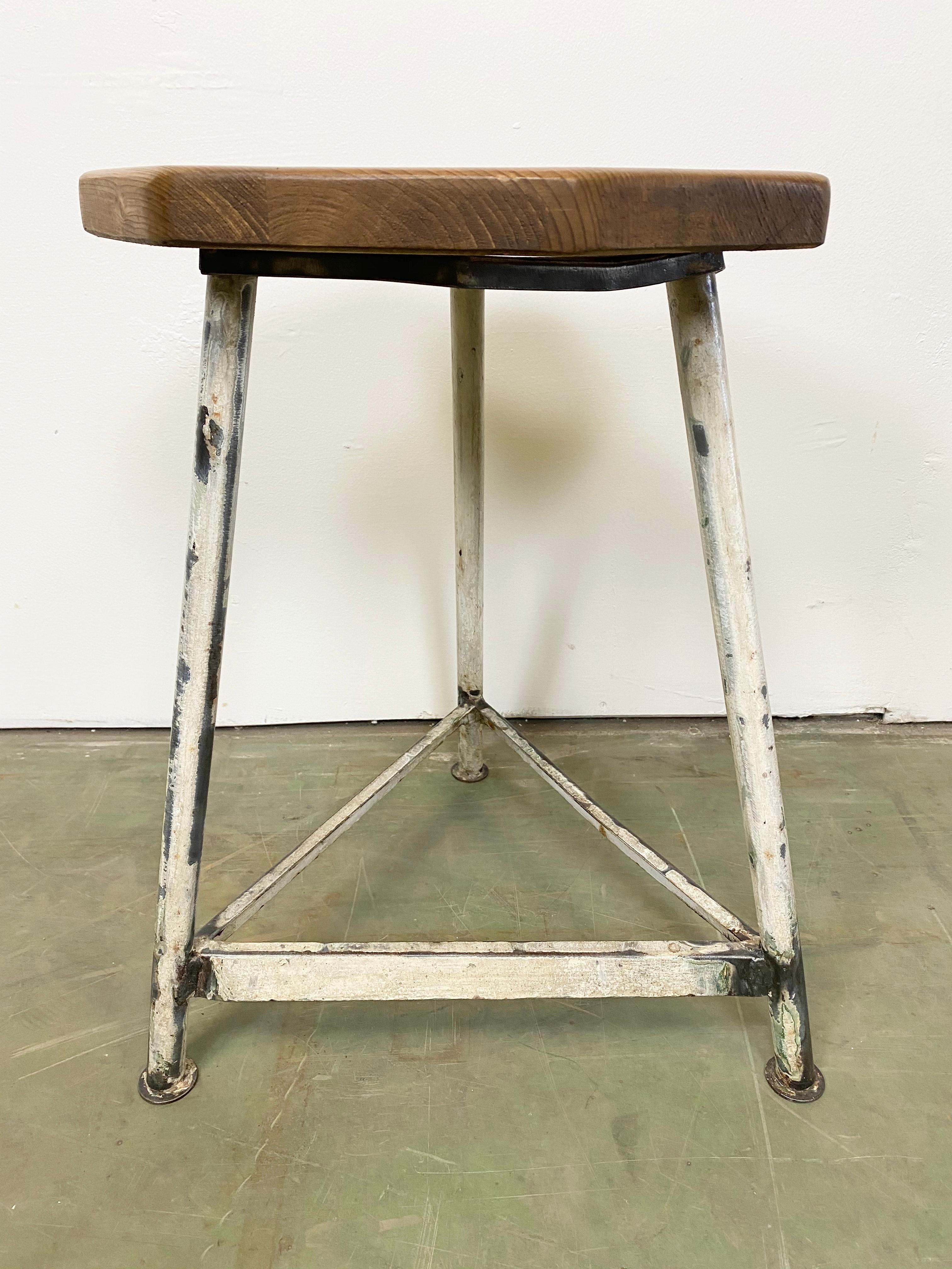 20th Century Vintage White Industrial Factory Stool, 1960s