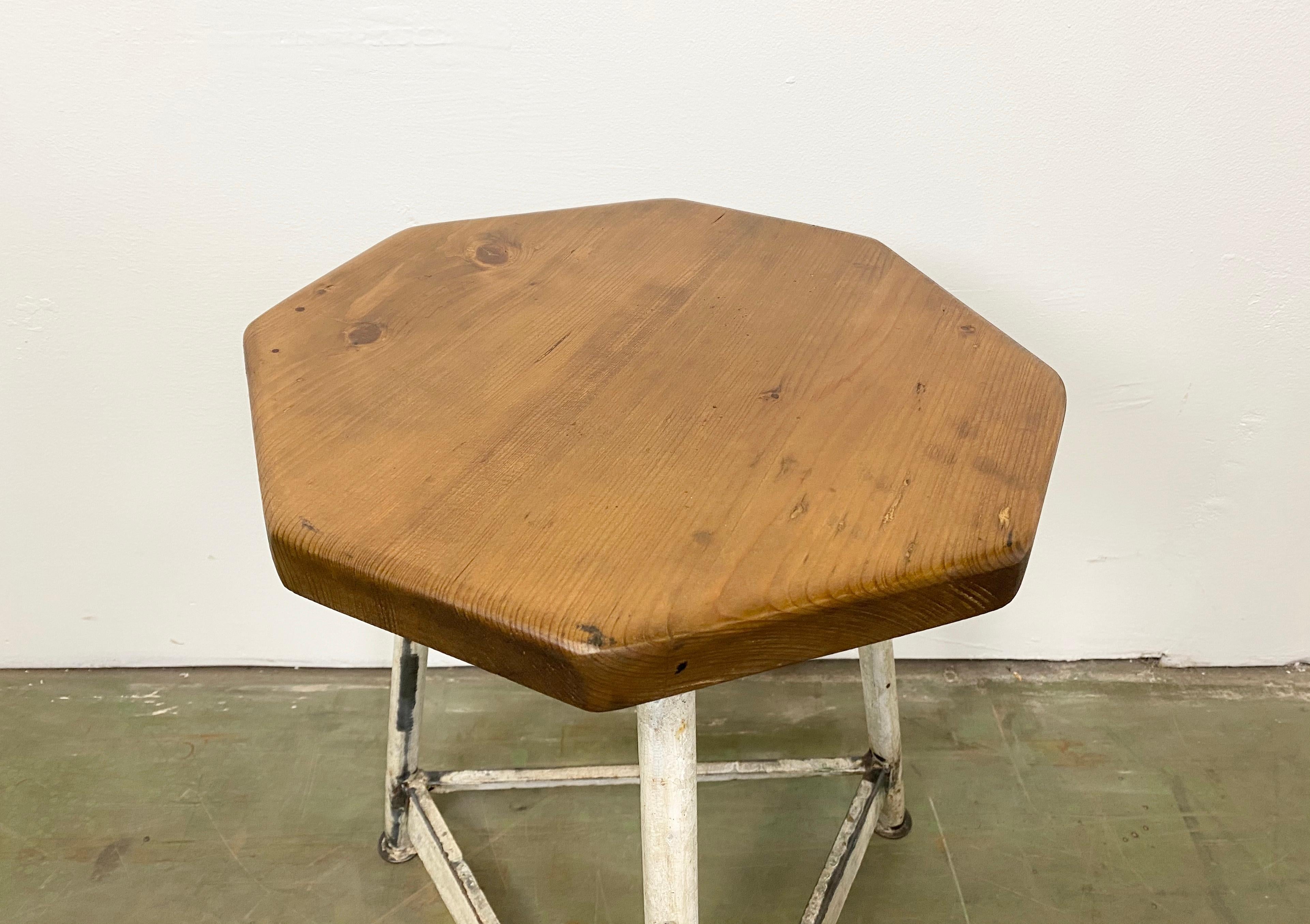 Vintage White Industrial Factory Stool, 1960s 1