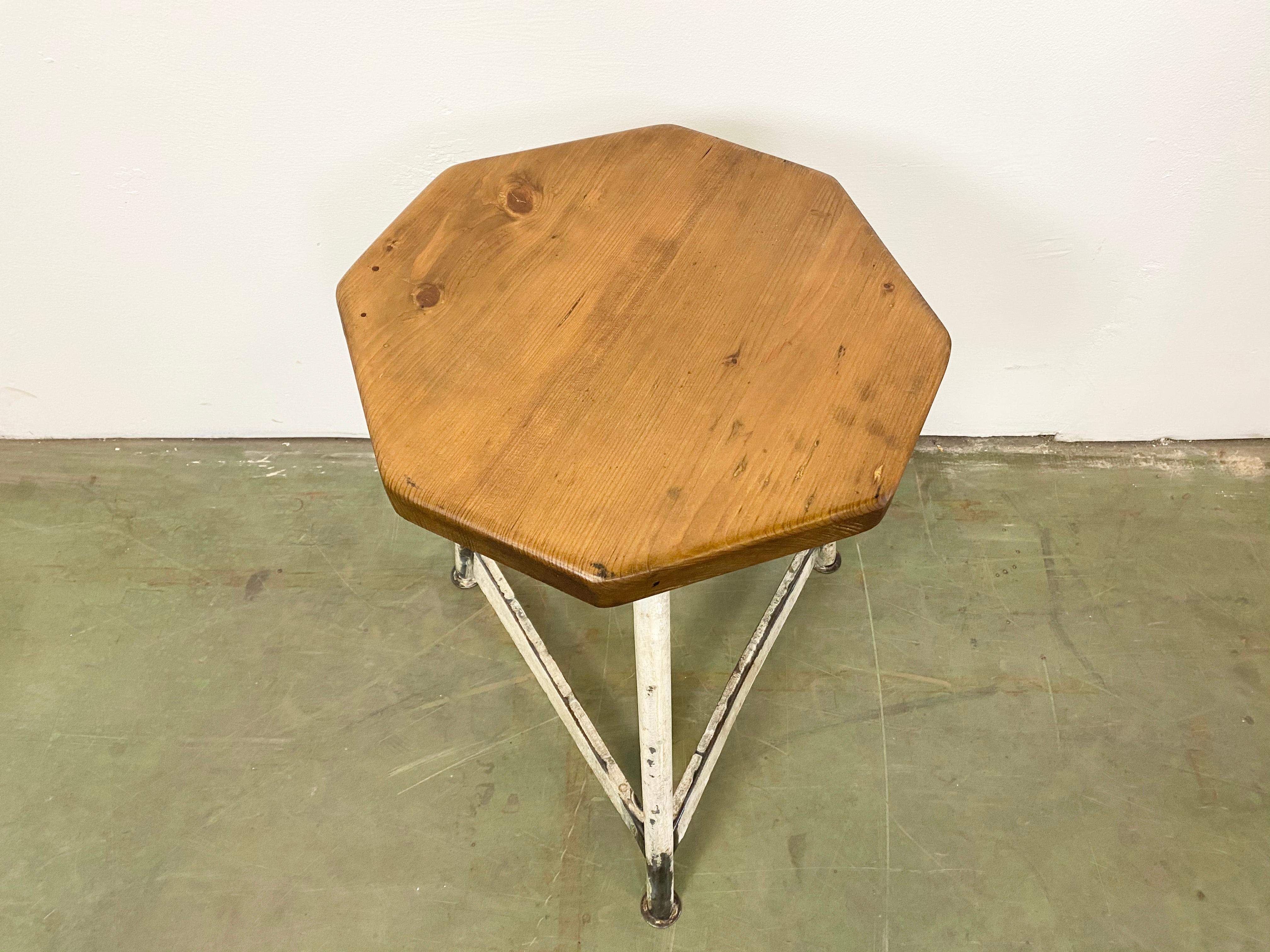 Vintage White Industrial Factory Stool, 1960s 2