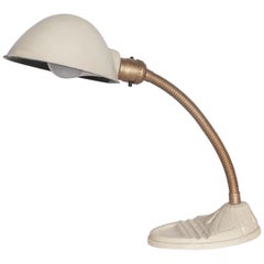 Vintage White Industrial Schwanenhals Schreibtischlampe