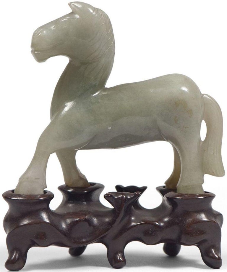 Vintage White Jade Horse Sculpture, China, Early 20th Century For Sale