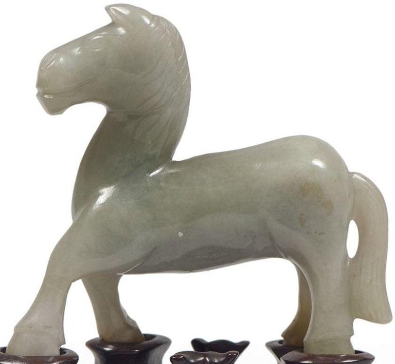 Vintage White Jade Horse Sculpture, China, Early 20th Century For Sale