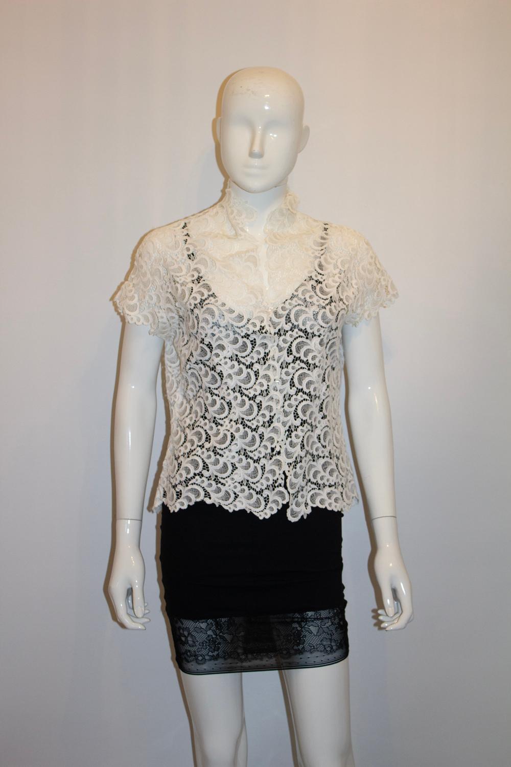 Camicetta vintage in pizzo bianco In condizioni buone in vendita a London, GB