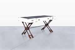Vintage White Lacquered Campaign Desk by Brandt Furniture
