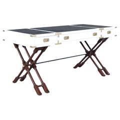 Vintage White Lacquered Campaign Desk by Brandt Furniture