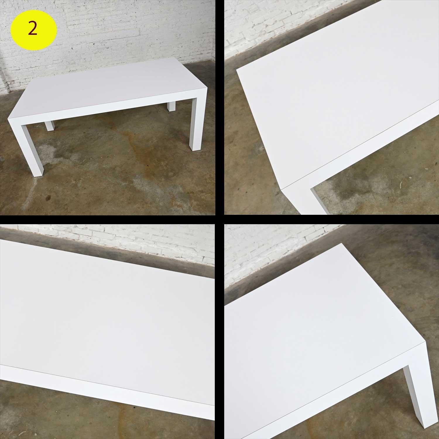 Vintage White Laminate Custom Parsons Style Rectangle Dining Table  For Sale 1