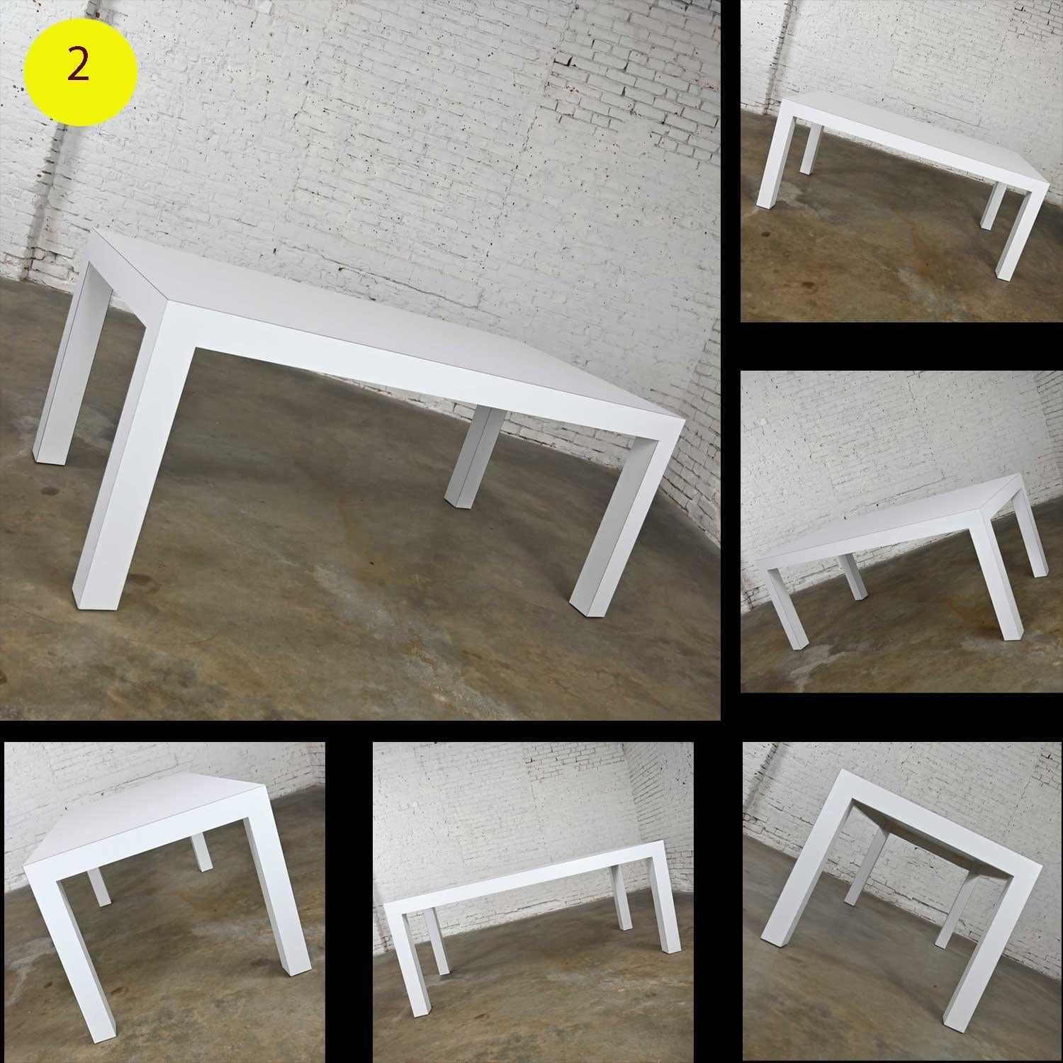Vintage White Laminate Custom Parsons Style Rectangle Dining Table  For Sale 2