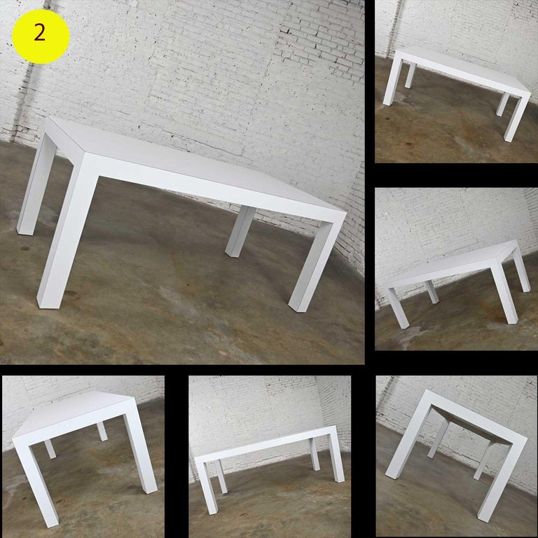 Vintage White Laminate Custom Parsons Style Rectangle Dining Table  For Sale 5