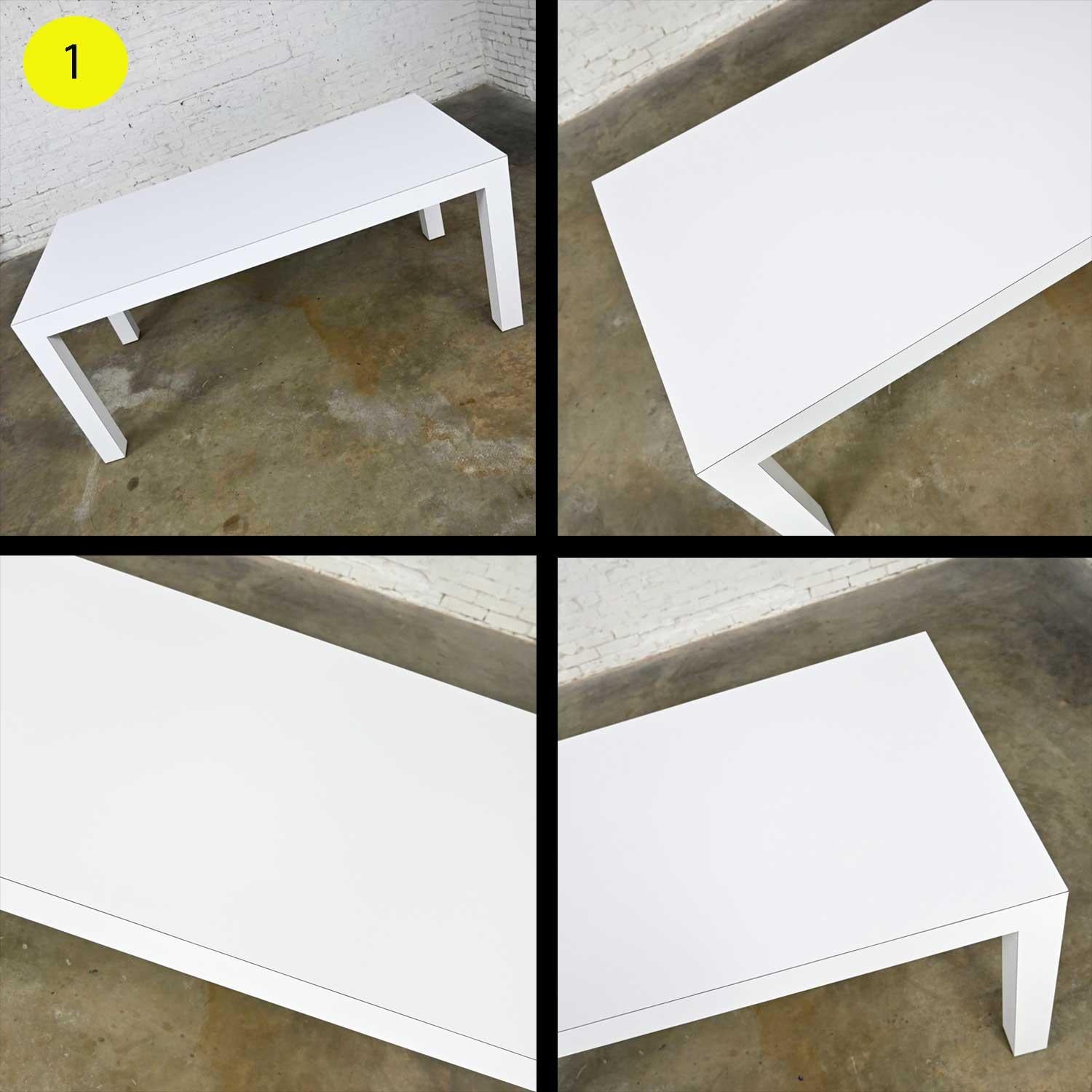 Art Deco Vintage White Laminate Custom Parsons Style Rectangle Dining Table  For Sale