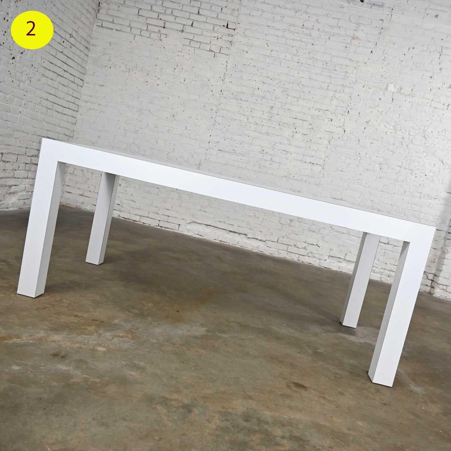20th Century Vintage White Laminate Custom Parsons Style Rectangle Dining Table  For Sale