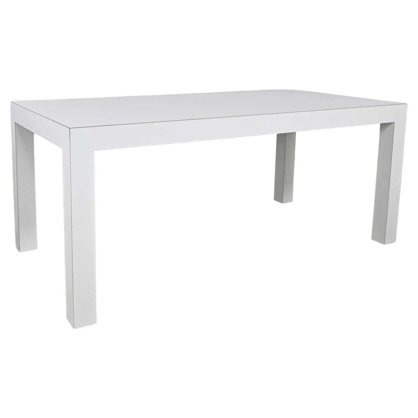 Vintage White Laminate Custom Parsons Style Rectangle Dining Table  For Sale
