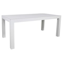 Vintage White Laminate Custom Parsons Style Rectangle Dining Table 