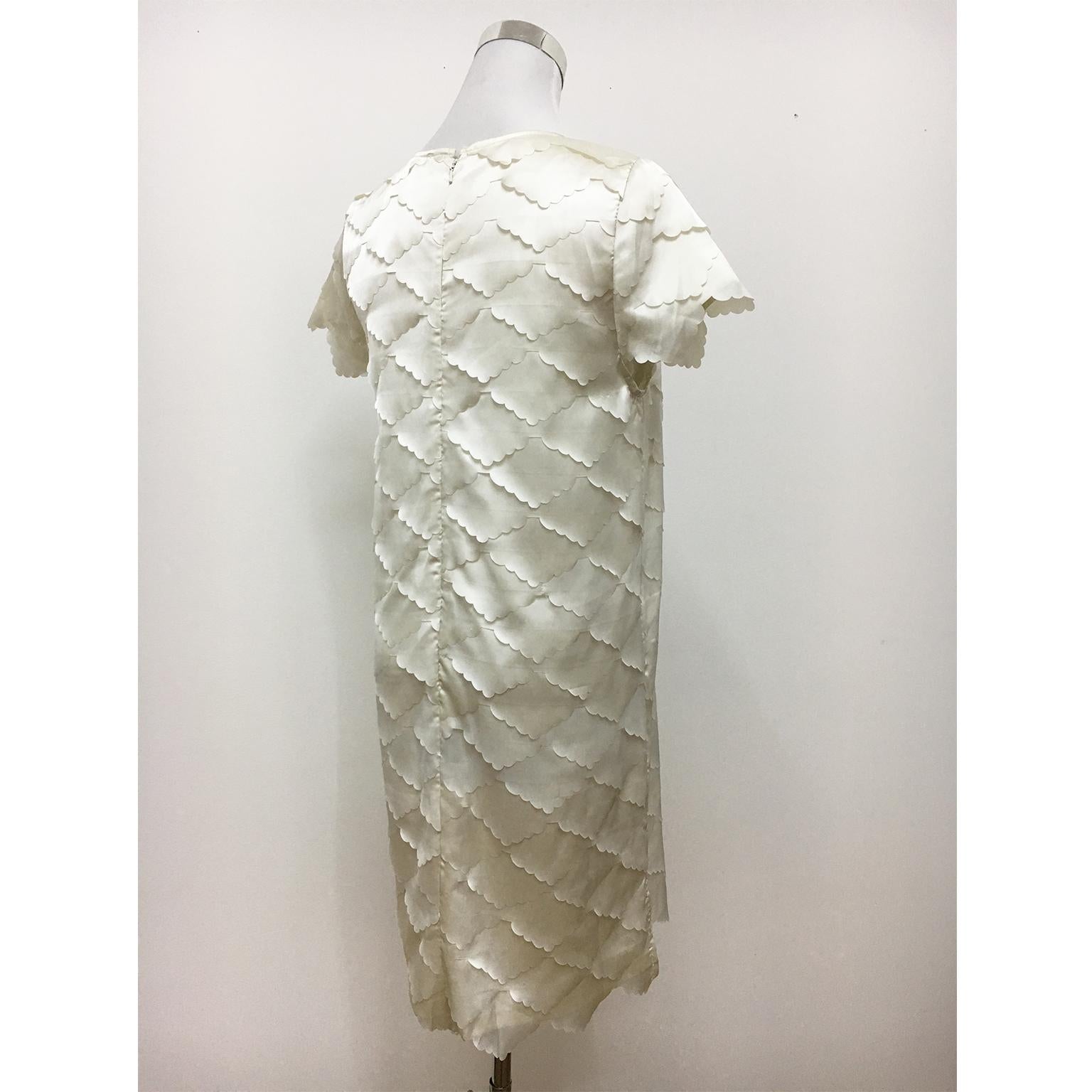 Gray Vintage White Lasercut Lace Mini Dress 1960s For Sale