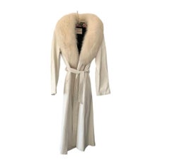 Vintage White Leather & Fox Fur Coat