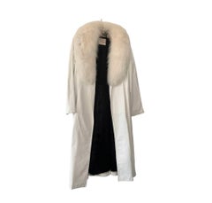 Vintage White Leather & Fox Fur Coat
